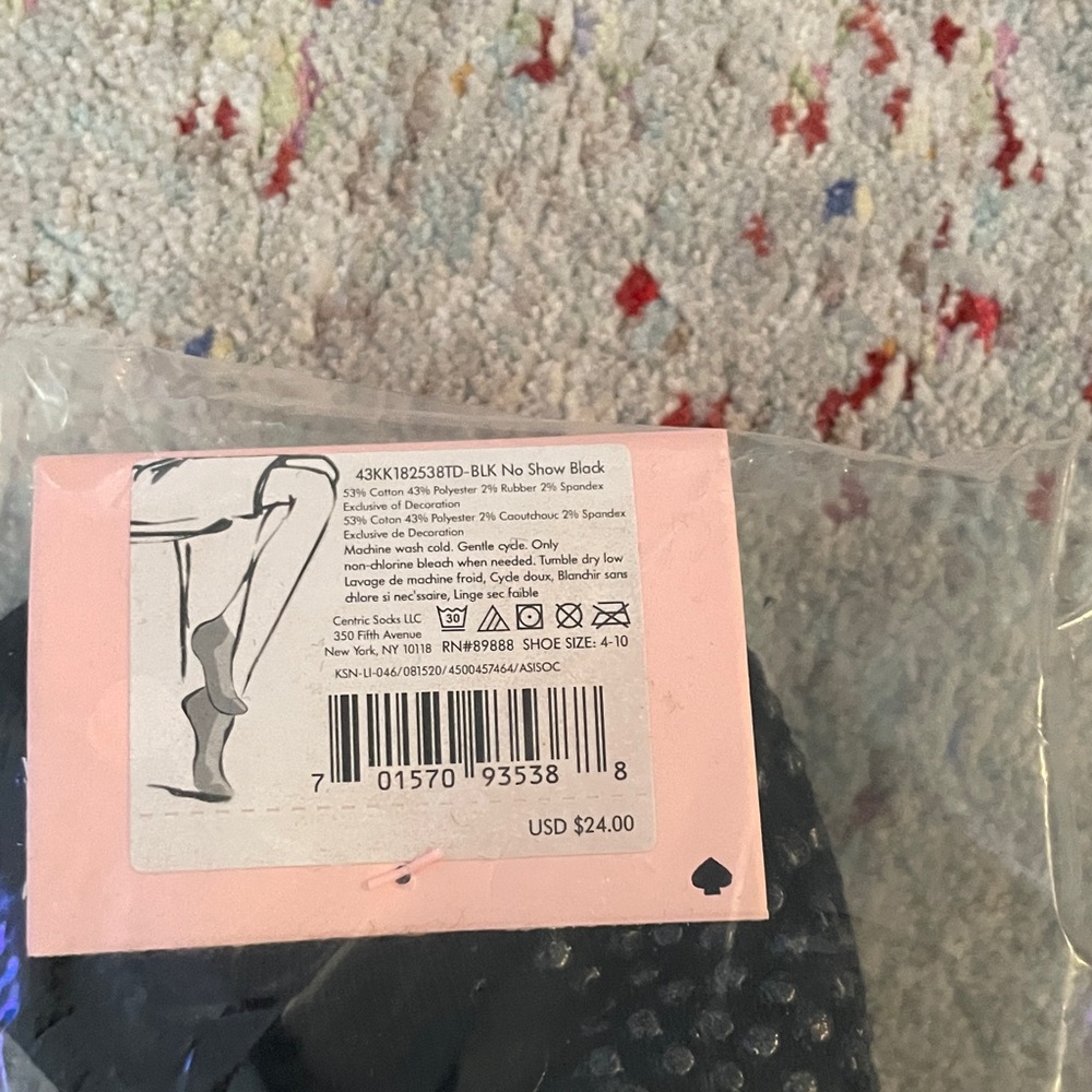 Kate Spade Black Socks with Gold Apple - Picture 2 of 5